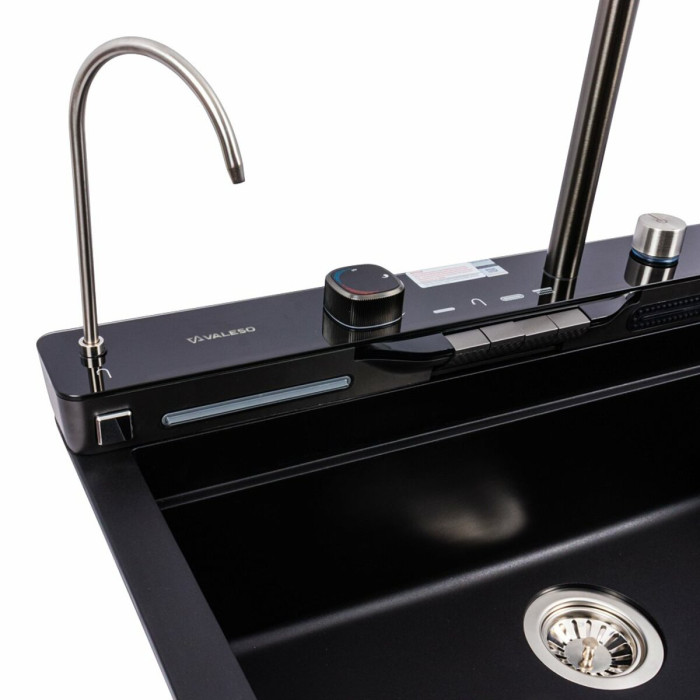 Valeso Evanora 7546 black — kitchen system with faucet, rinser, and filter tap