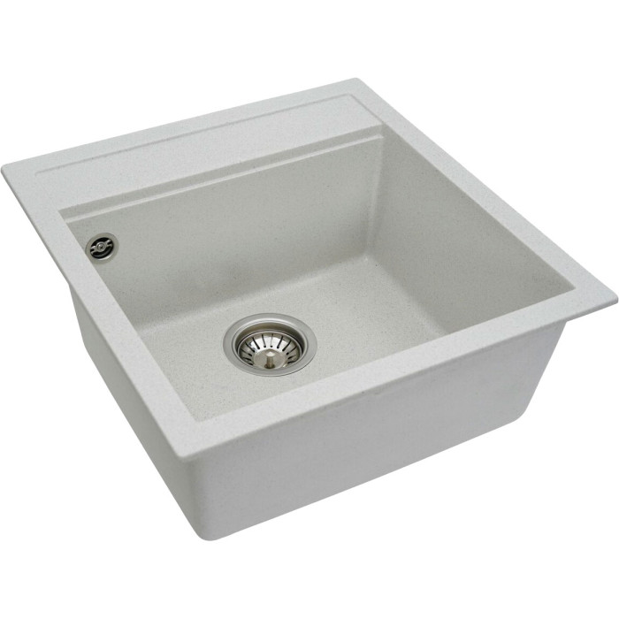 Valeso Fiesta 5149 white with speckles – inset stone sink for kitchen countertops; 51*49 cm; without a dish drying platform