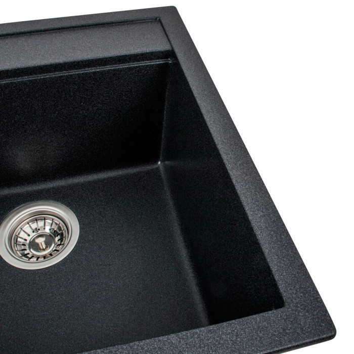 Valeso Fiesta 5149 carbon – medium-sized composite bowl sink for the kitchen; 51*49 cm with a shelf for faucet and accessories