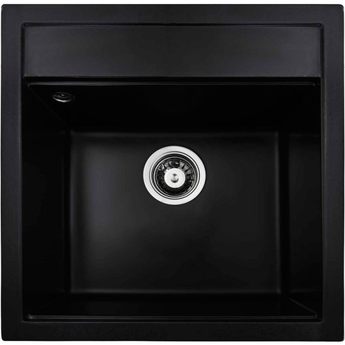 Valeso Fiesta 5149 black – 51 cm inset kitchen sink; 19 cm deep bowl for a 110 mm siphon with overflow system