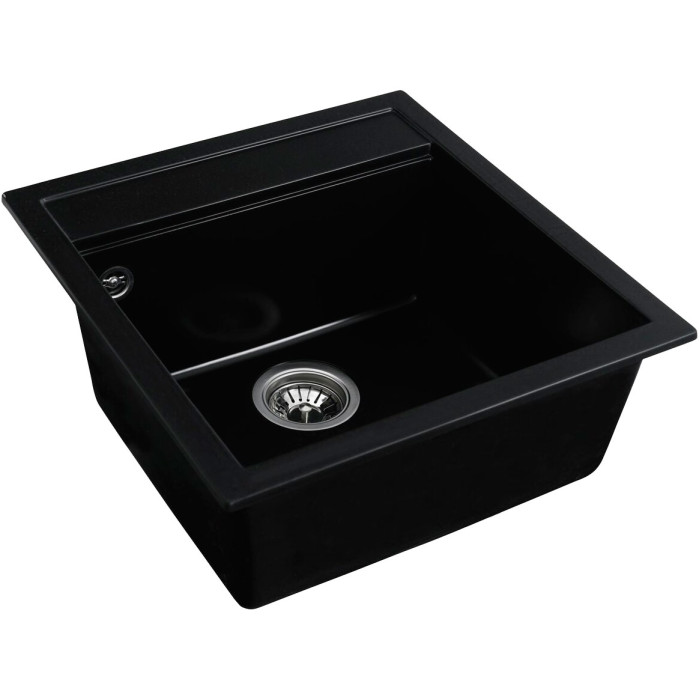 Valeso Fiesta 5149 black – 51 cm inset kitchen sink; 19 cm deep bowl for a 110 mm siphon with overflow system