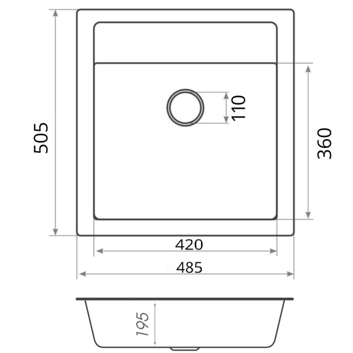 Valeso 5149 Fiesta caramel – 51 cm wide inset kitchen sink based on natural quartz with a deep bowl and wide drain opening
