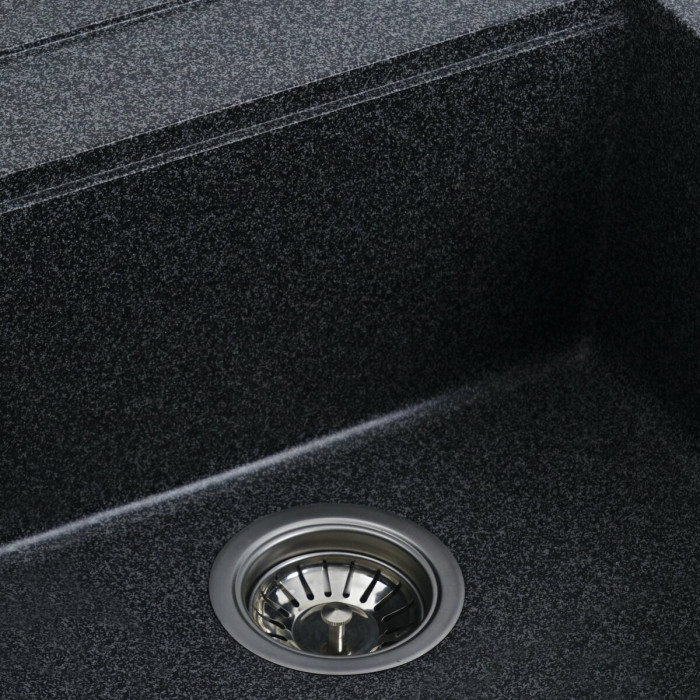 Valeso 5149 Fiesta graphite – 51 cm dark composite sink for kitchen countertops; 423619 cm bowl with wide drain and overflow