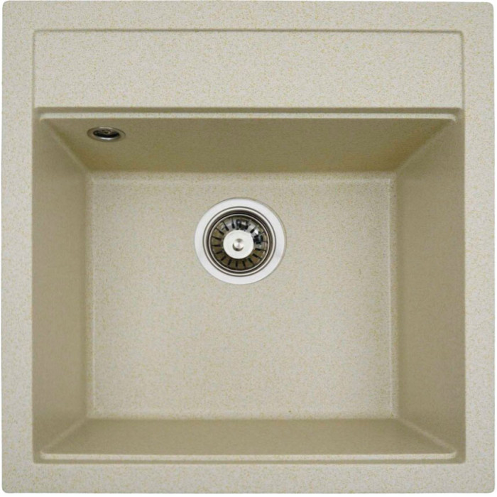 Valeso 5149 Fiesta sand – granite sink for inset installation on a kitchen countertop; size 51*49 cm with overflow and 110 mm drain