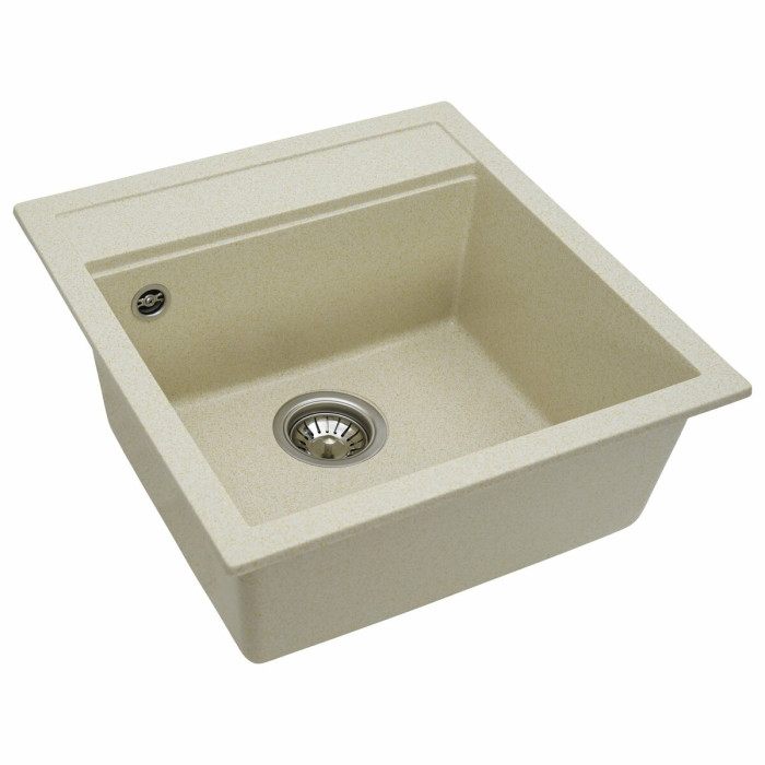 Valeso 5149 Fiesta sand – granite sink for inset installation on a kitchen countertop; size 51*49 cm with overflow and 110 mm drain