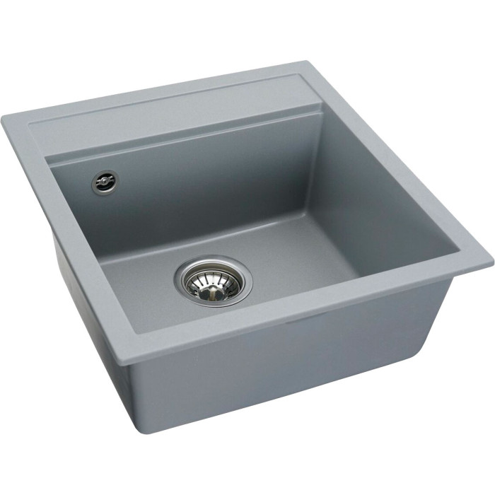 Valeso 5149 Fiesta grey metallic – compact spacious artificial granite sink, 51 cm wide, for kitchen countertops
