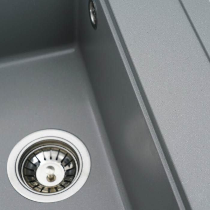 Valeso 5149 Fiesta grey metallic – compact spacious artificial granite sink, 51 cm wide, for kitchen countertops