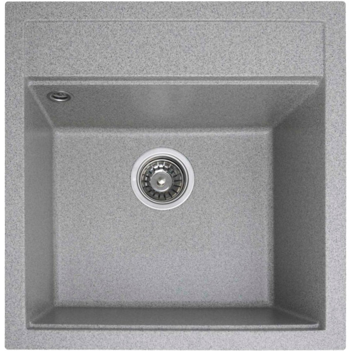 Valeso 5149 Fiesta grey – 51 cm wide inset granite sink for the kitchen; bowl with 110 mm drain opening and overflow protection system