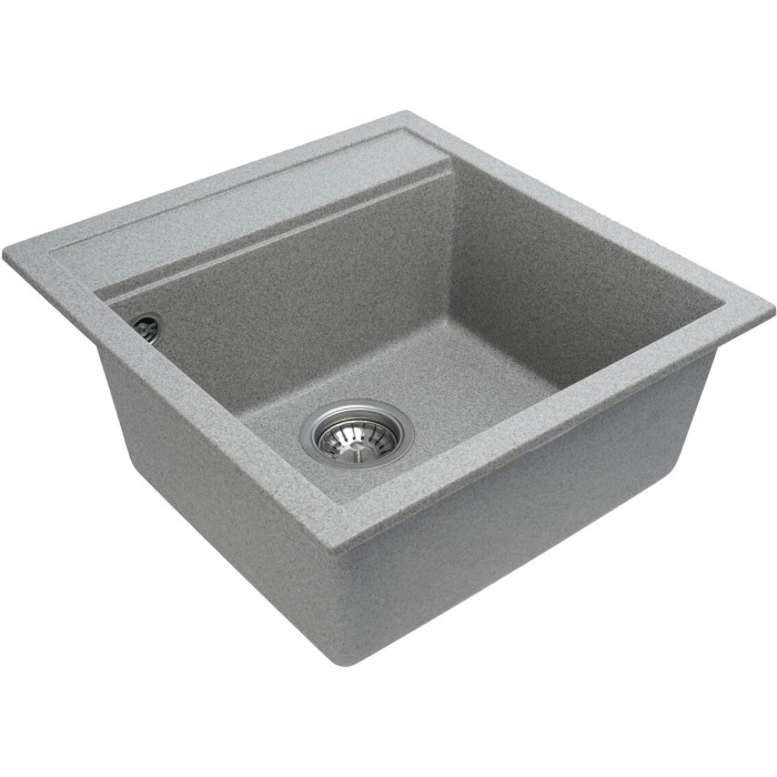 Valeso 5149 Fiesta grey – 51 cm wide inset granite sink for the kitchen; bowl with 110 mm drain opening and overflow protection system