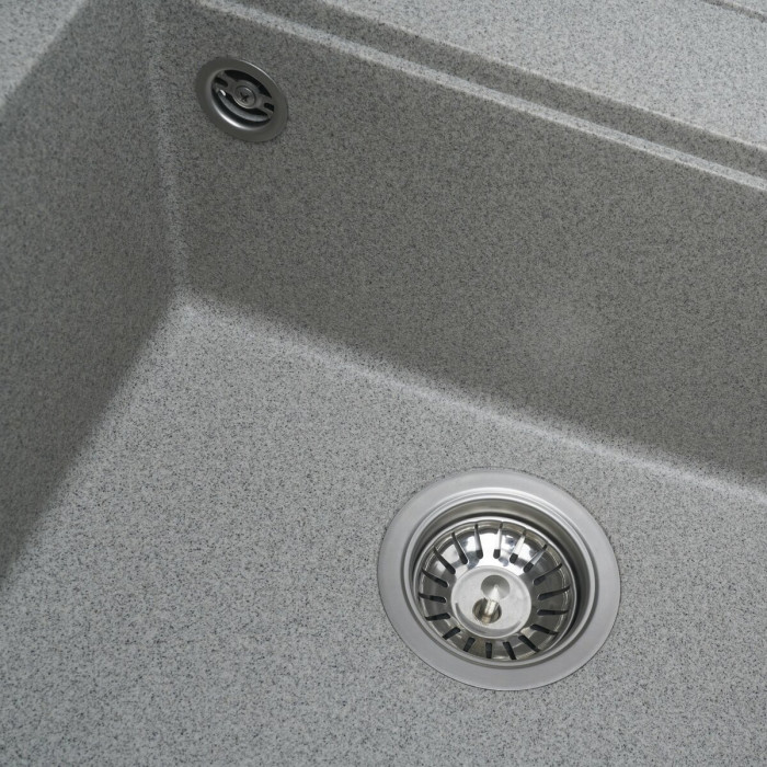 Valeso 5149 Fiesta grey – 51 cm wide inset granite sink for the kitchen; bowl with 110 mm drain opening and overflow protection system