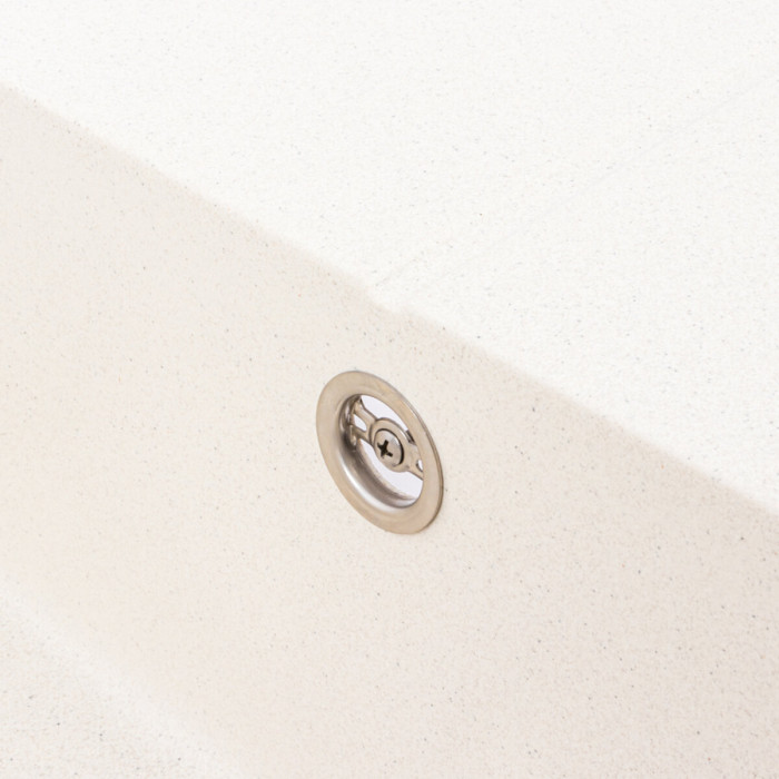 Valeso Galans 7950 white with speckles – 79 cm kitchen sink with a dish drying wing and a large 44 x 44 cm bowl; drain with a decorative cover