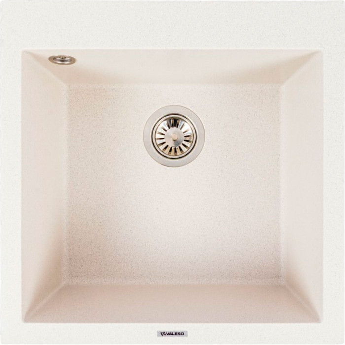 Valeso Galax 5050 white with speckles - 50 cm square built-in sink made of quartz composite
