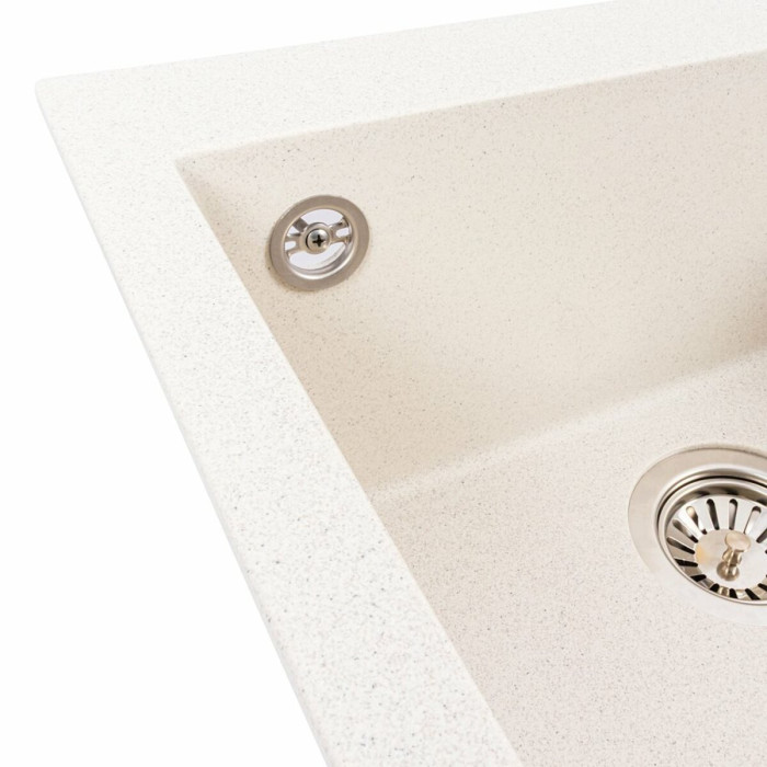 Valeso Galax 5050 white with speckles - 50 cm square built-in sink made of quartz composite