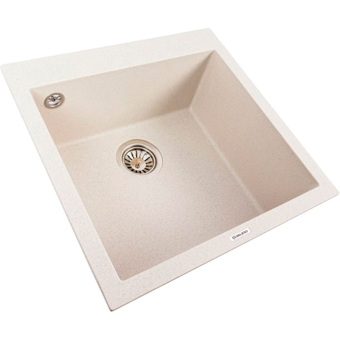 Valeso Galax 5050 white with speckles - 50 cm square built-in sink made of quartz composite