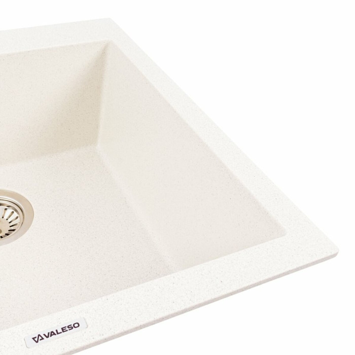 Valeso Galax 5050 white with speckles - 50 cm square built-in sink made of quartz composite