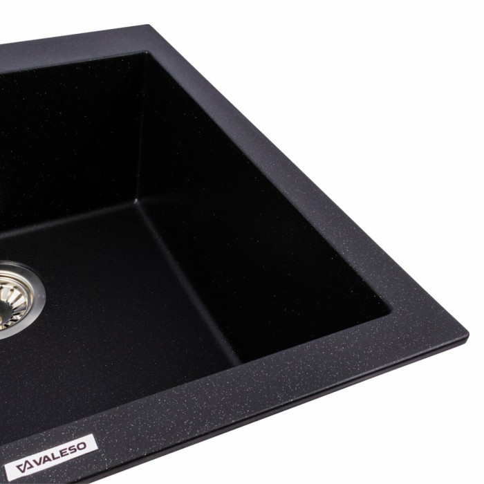 Valeso 5050 Galax Black Metallic — granite sink 50 cm wide with matte finish