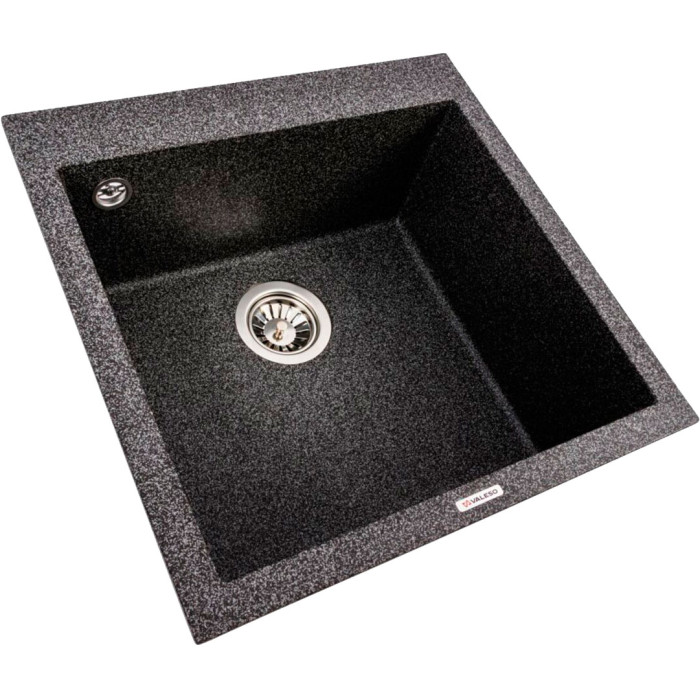 Valeso Galax 5050 Graphite — inset kitchen sink 50×50 cm made of quartz composite for countertop installation