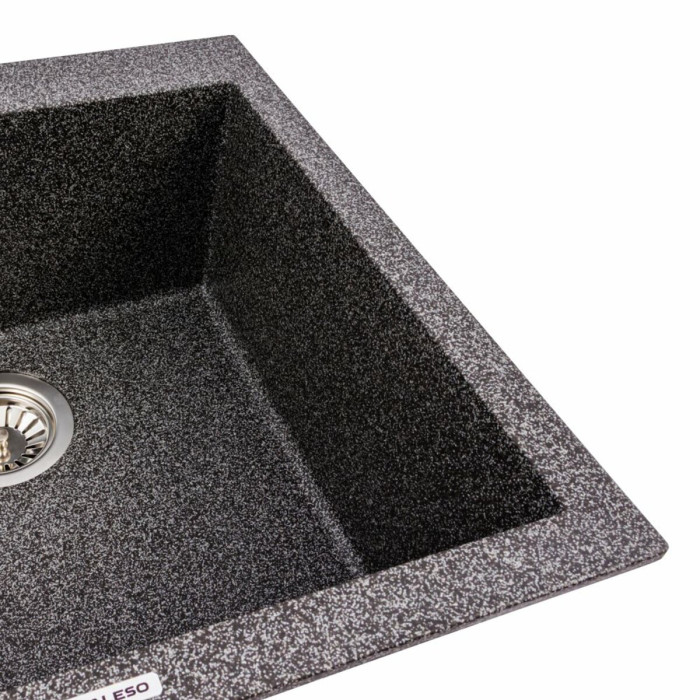 Valeso Galax 5050 Graphite — inset kitchen sink 50×50 cm made of quartz composite for countertop installation