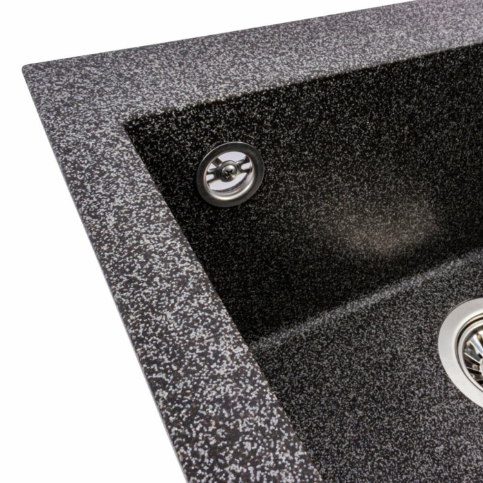 Valeso Galax 5050 Graphite — inset kitchen sink 50×50 cm made of quartz composite for countertop installation