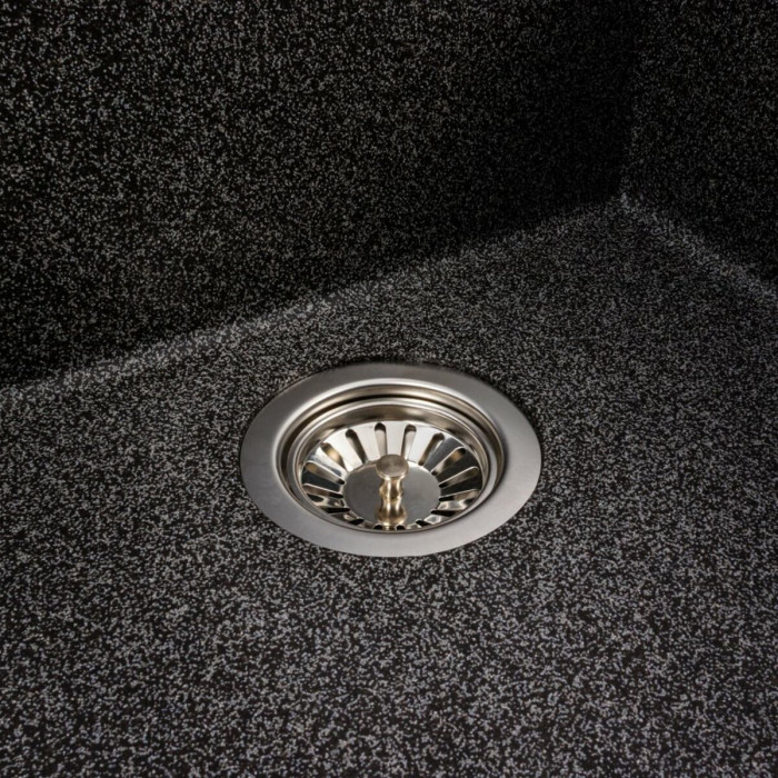 Valeso Galax 5050 Graphite — inset kitchen sink 50×50 cm made of quartz composite for countertop installation