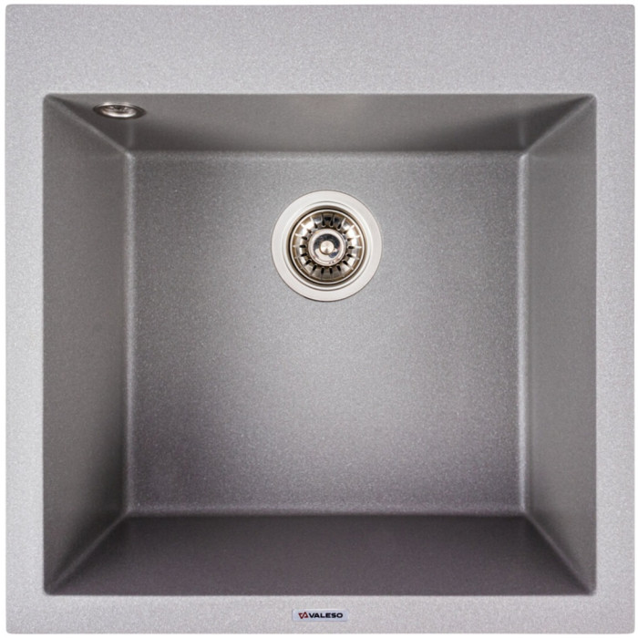 Valeso Galax 5050 monsoon grey – 50 cm square bowl sink made of grey artificial stone; deep 21 cm bowl