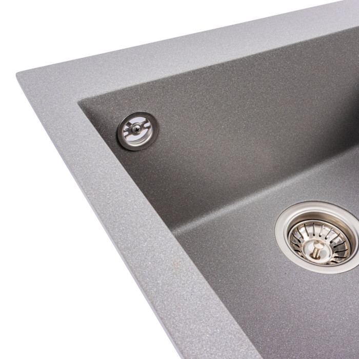 Valeso Galax 5050 monsoon grey – 50 cm square bowl sink made of grey artificial stone; deep 21 cm bowl