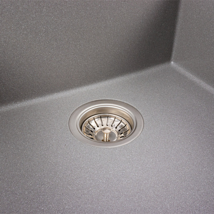 Valeso Galax 5050 monsoon grey – 50 cm square bowl sink made of grey artificial stone; deep 21 cm bowl