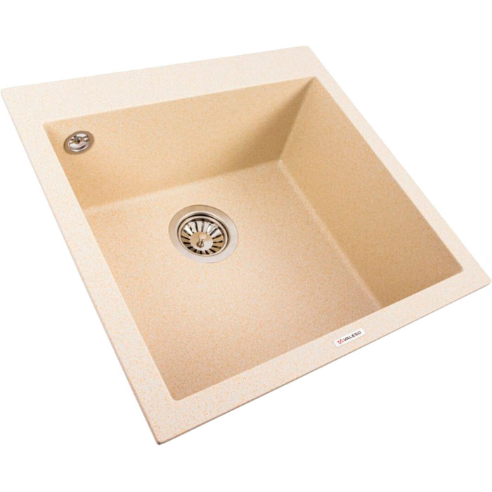 Valeso Galax 5050 Sand — 50 cm composite inset kitchen sink with 11 cm drain opening