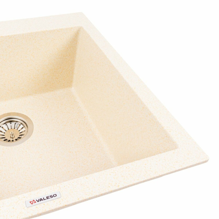 Valeso Galax 5050 Sand — 50 cm composite inset kitchen sink with 11 cm drain opening