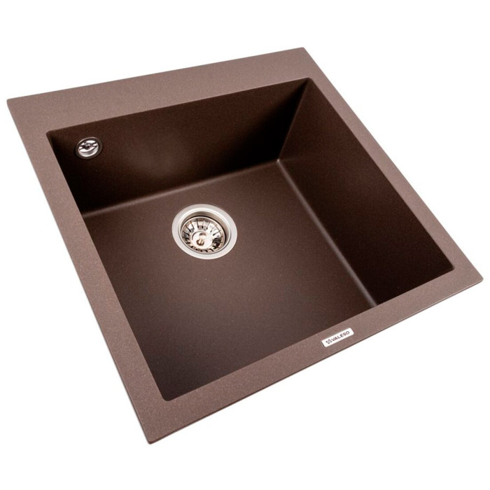 Valeso Galax 5050 dark rock — square kitchen sink 50 cm made of ceramic granite