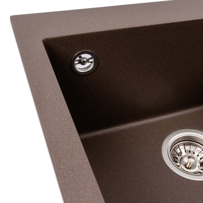 Valeso Galax 5050 dark rock — square kitchen sink 50 cm made of ceramic granite