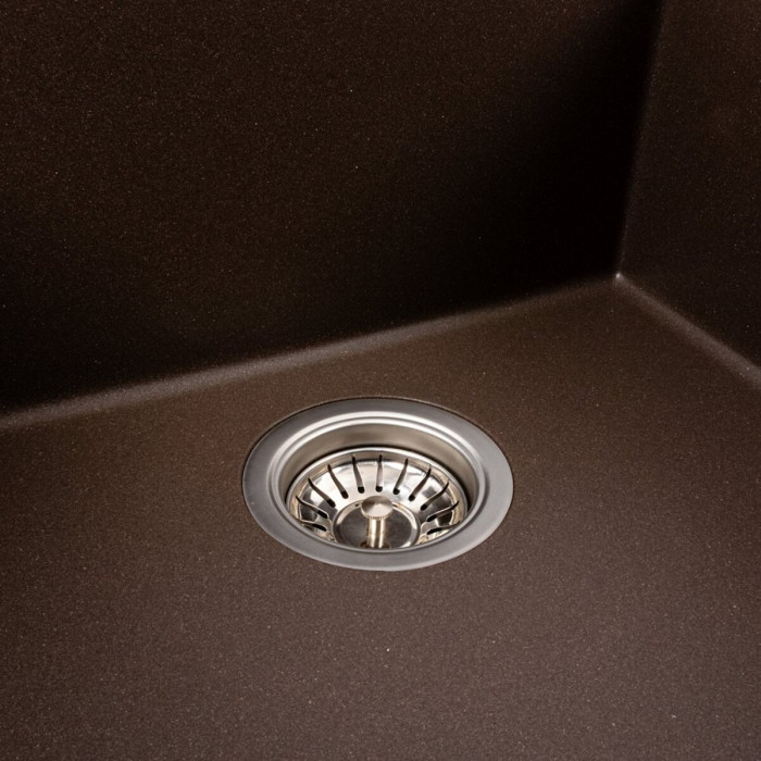 Valeso Galax 5050 dark rock — square kitchen sink 50 cm made of ceramic granite