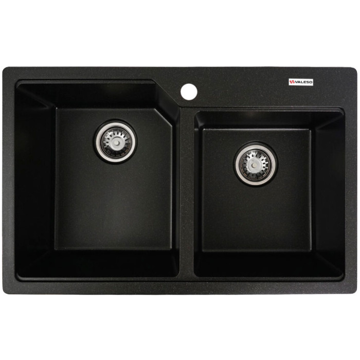 Valeso Harmony 7850 black metallic – 78 cm double-bowl sink made of composite material based on natural quartz Valeso Harmony 7850 black metallic – 78 cm double-bowl sink made of composite material based on natural quartz