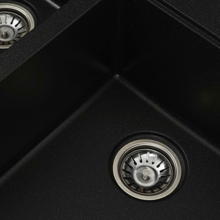 Valeso Harmony 7850 black metallic – 78 cm double-bowl sink made of composite material based on natural quartz