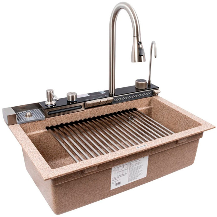 Valeso Irena 6846 Caramel — kitchen set with 68 cm granite sink