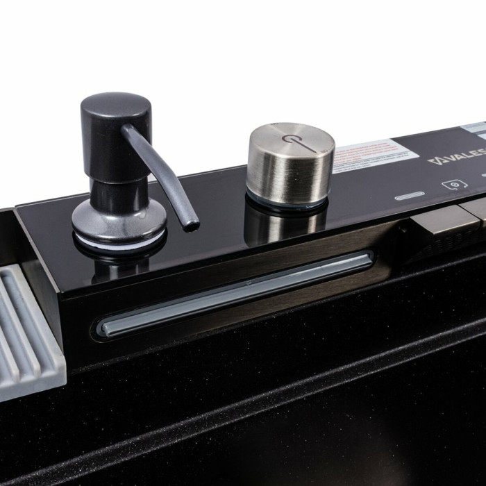 Valeso Irena 6846 black metallic - kitchen system with 68 cm sink, faucet, and waterfall