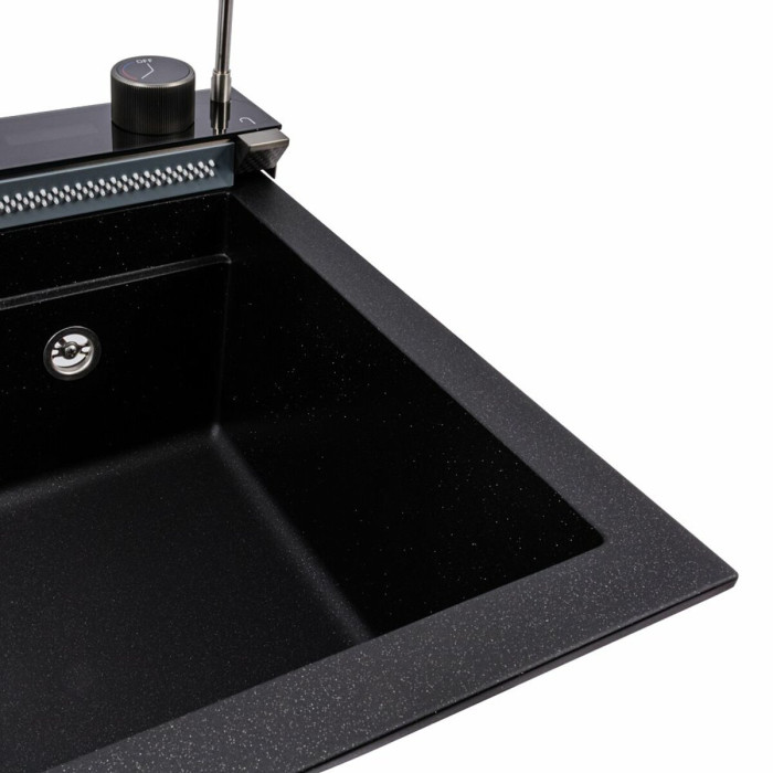 Valeso Irena 6846 black metallic - kitchen system with 68 cm sink, faucet, and waterfall