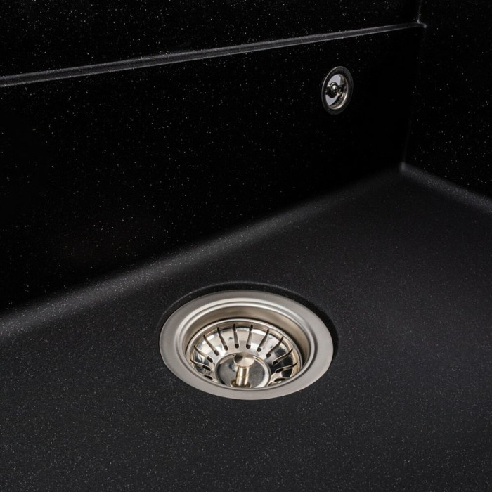 Valeso Irena 6846 black metallic - kitchen system with 68 cm sink, faucet, and waterfall
