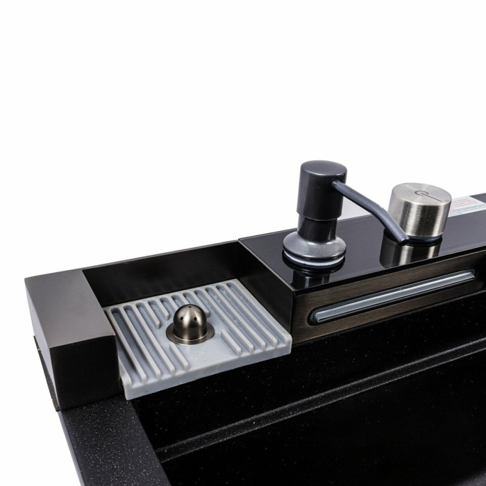 Valeso Irena 6846 black metallic - kitchen system with 68 cm sink, faucet, and waterfall