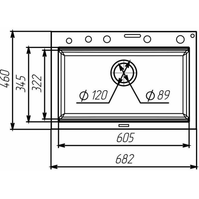Valeso Irena 6846 safari - kitchen washing system based on a 68 cm granite inset sink