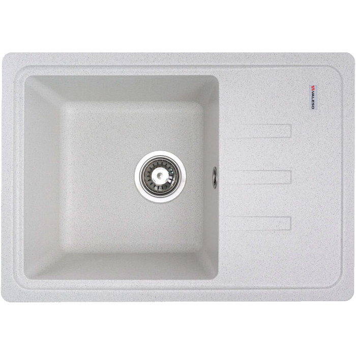 Valeso Liana 6243 White with Dots — inset kitchen sink 62 cm with drainer and right- or left-side bowl