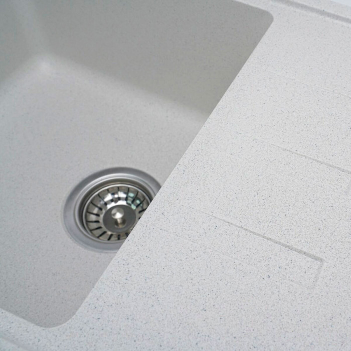 Valeso Liana 6243 White with Dots — inset kitchen sink 62 cm with drainer and right- or left-side bowl