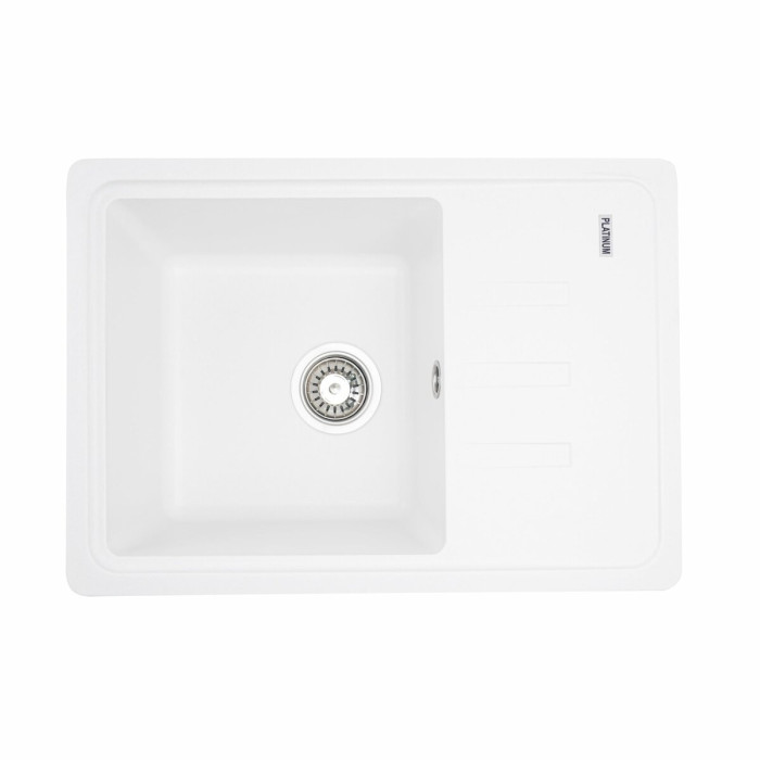 Valeso Liana 6243 snow white – 62 cm white composite kitchen sink with dish drainer wing