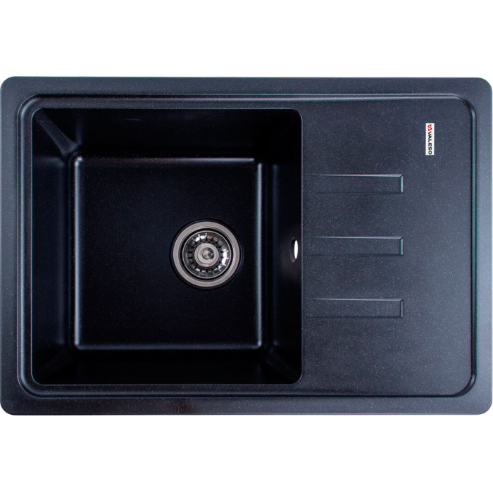 Valeso 6243 Liana black metallic — 62×43 cm quartz sink with convenient drainer