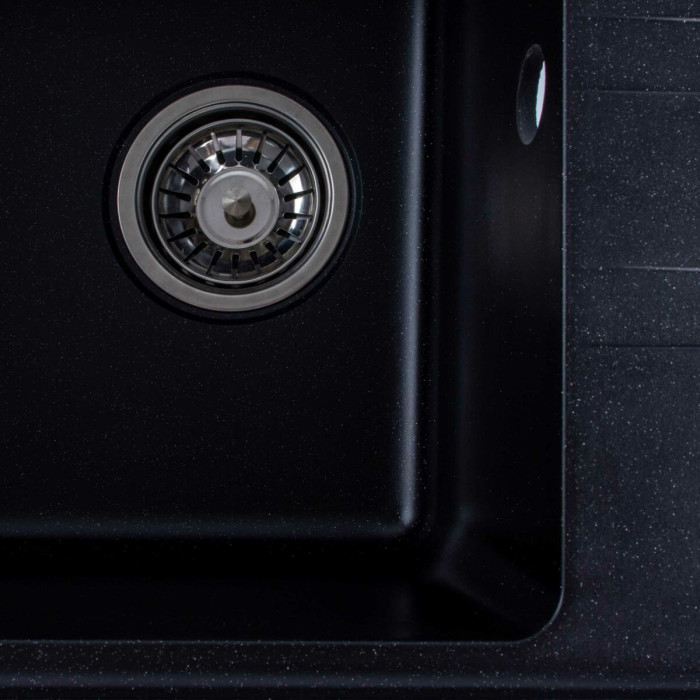 Valeso 6243 Liana black metallic — 62×43 cm quartz sink with convenient drainer