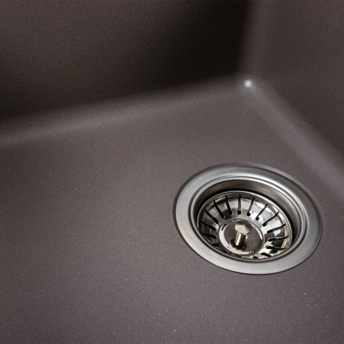 Valeso Liana 6243 Dune — 62×43 cm sink with drainer, 19 cm bowl depth, 80% quartz