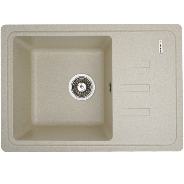 Valeso Liana 6243 sand – matte quartz rectangular sink, 62 x 43 cm, with a platform