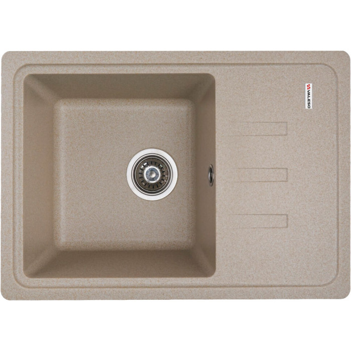 Valeso Liana 6243 safari — beige-toned kitchen sink 62×43 cm with integrated drainer