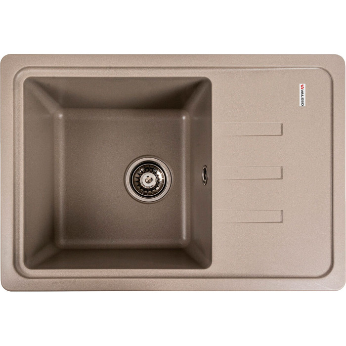 Valeso 6243 Liana titanium — inset artificial stone sink, 62 cm wide, rectangular