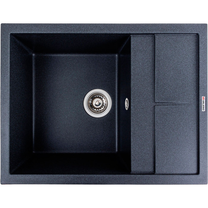 Valeso Lotos 6550 carbon – inset kitchen sink; 65/50 cm with a dish drying wing